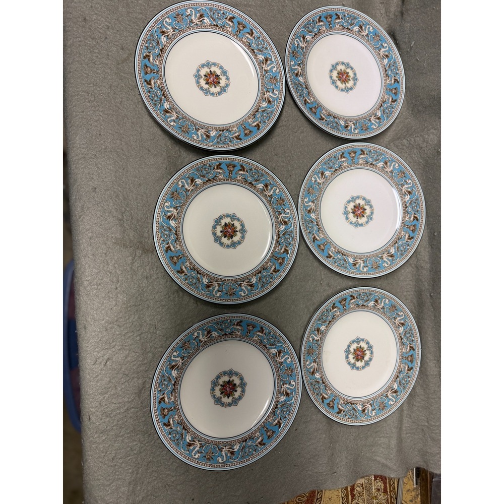 VINTAGE Wedgwood Florentine Turquoise Fruit Center 8 Inch Salad Plate LOT OF 6